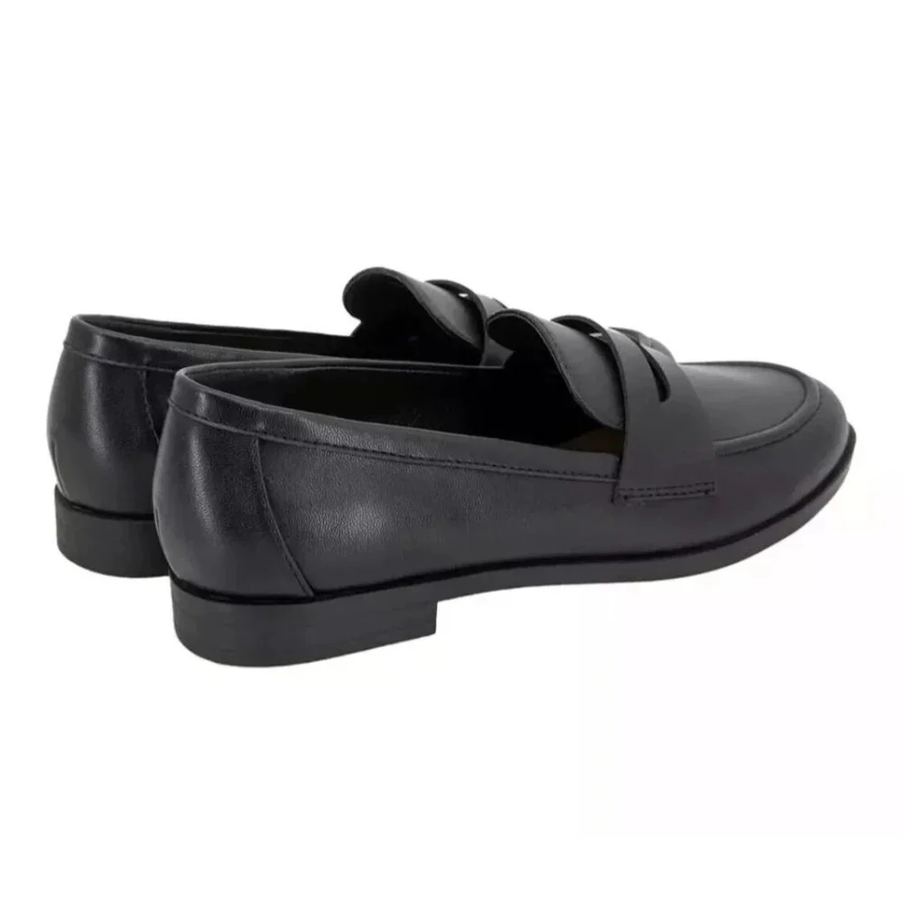 Kensie 6 Penny Loafer Gitty Slip-on Driver Shoes Faux Smooth Leather Black